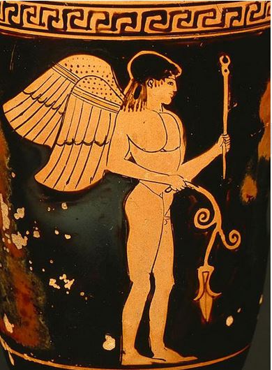 تصویر اروس خدای عشق یونان روی گلدان